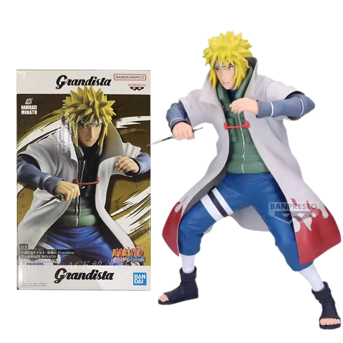 Bandai Original NARUTO Shippūden Grandista Serie Namikaze Minato 23 cm Anime Actionfigur Geschenk Imperial Robe der vierten Generation