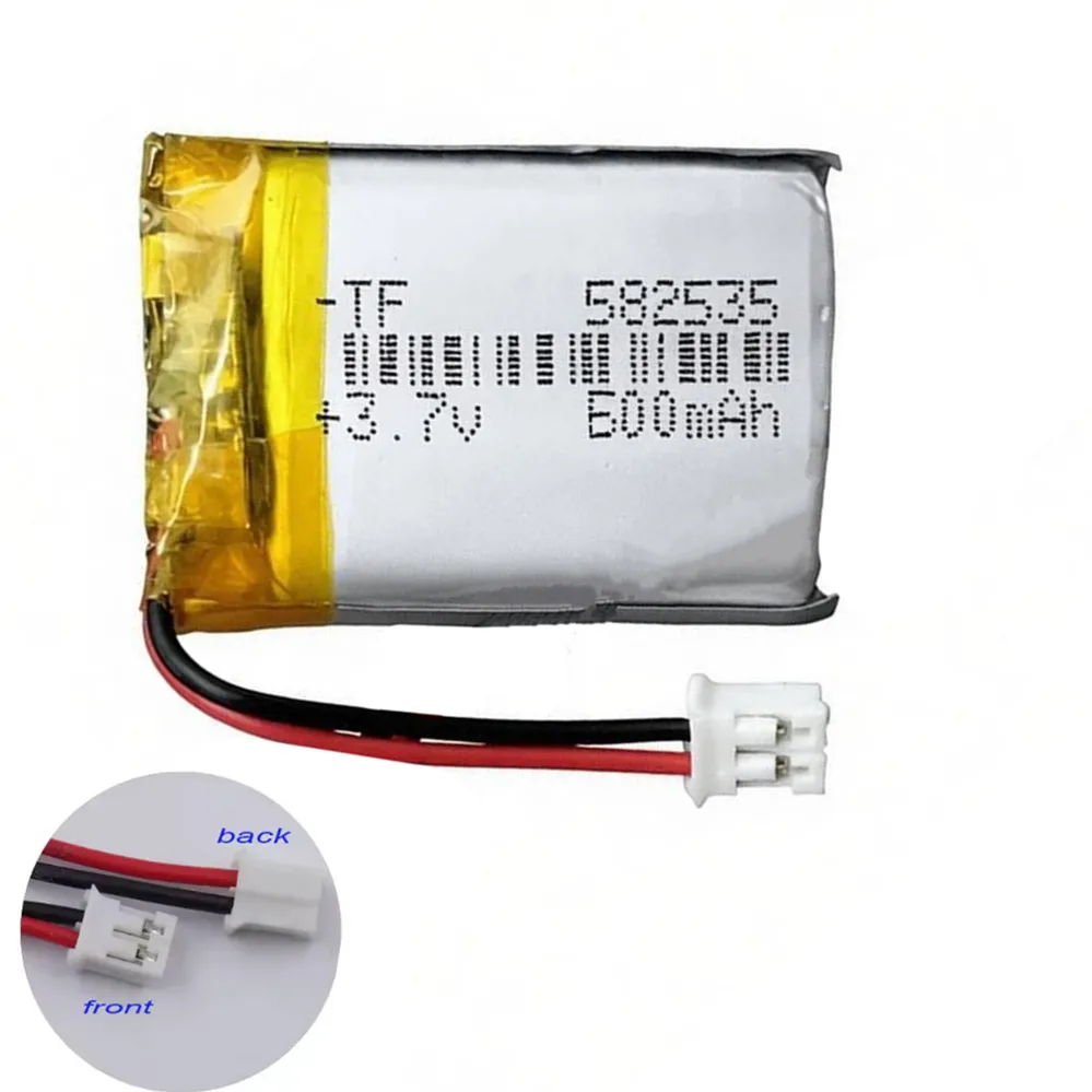 1-10PCS 3.7V 600mAh Lithium Battery 582535 602535 LiPo Batteries Rechargeable PH2.0 2P Plug for Tire Detector Bluetooth Headset