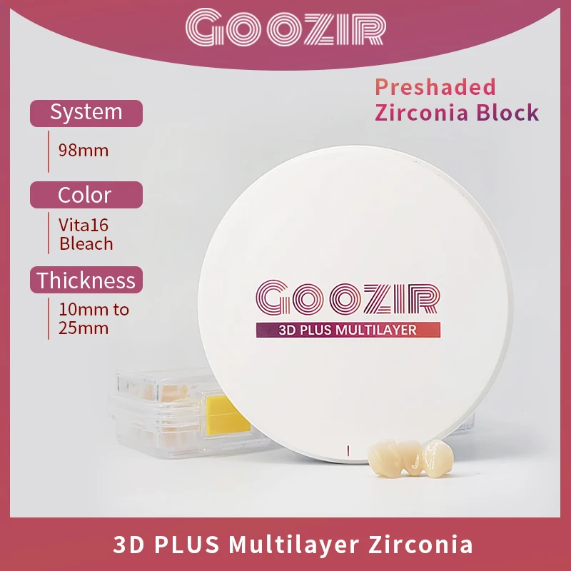 

Venta Al Por Mayor De Alta Calidad GOOZIR 98mm BL1 3D Multicapa CAD/CAM Zirconia Todo Tipo De Bloques De Zirconia Dental