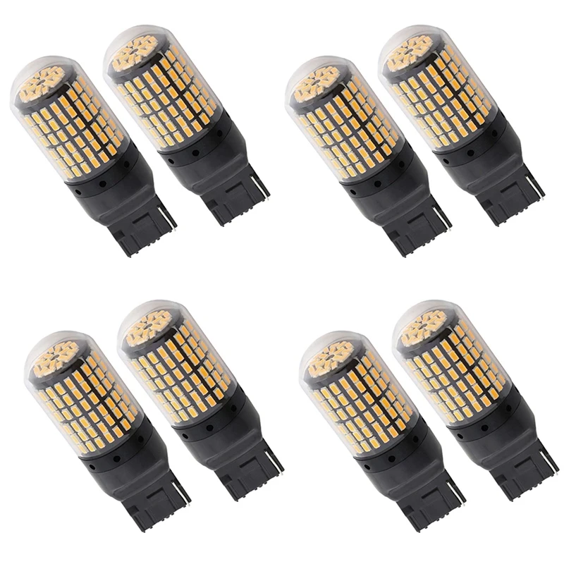 Clignotant de queue d'ambre pour barrage, 8X 7440 Canbus, super lumineux, sans courageux, ampoule LED, T20, W21W, 144, SMD