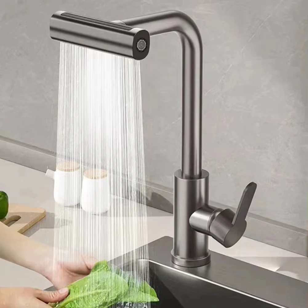 Multi Functional Kitchen Faucet with Rain Flow Nozzle, Waterfall Style Kitchen Sink Faucet, Deck Installation, Kitchen Mixer Fau