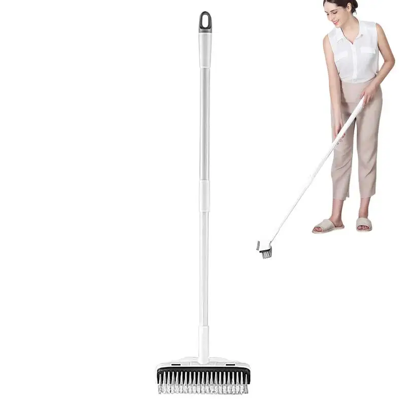 Floor Brush With Long Handle Triangle Floor Tile Brush Telescopic Cleaning Brush With Scraper For Bedroom Shower Room cleaning