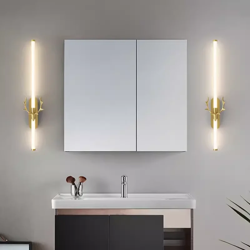 2024 New Modern minimalist Art Creative Wall Electric Toilet Makeup Table Mirror Front Light