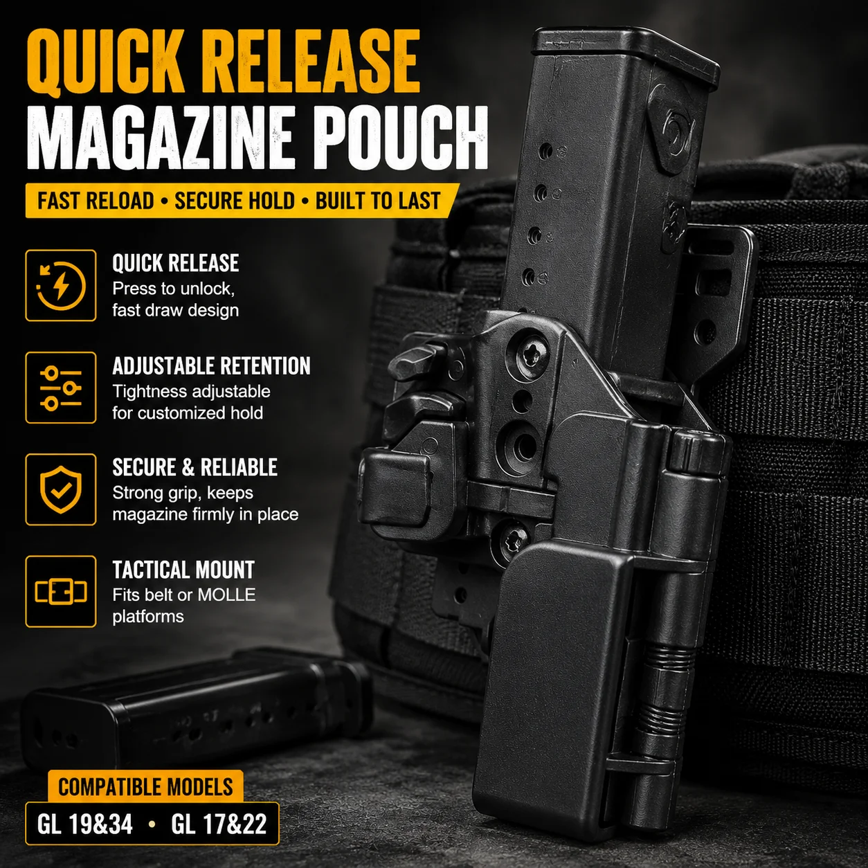 戦術クイックドローホルスター-glock-g17-g22-g19-g34対応-エアソフトホルスター-p1-csシューティングギア用