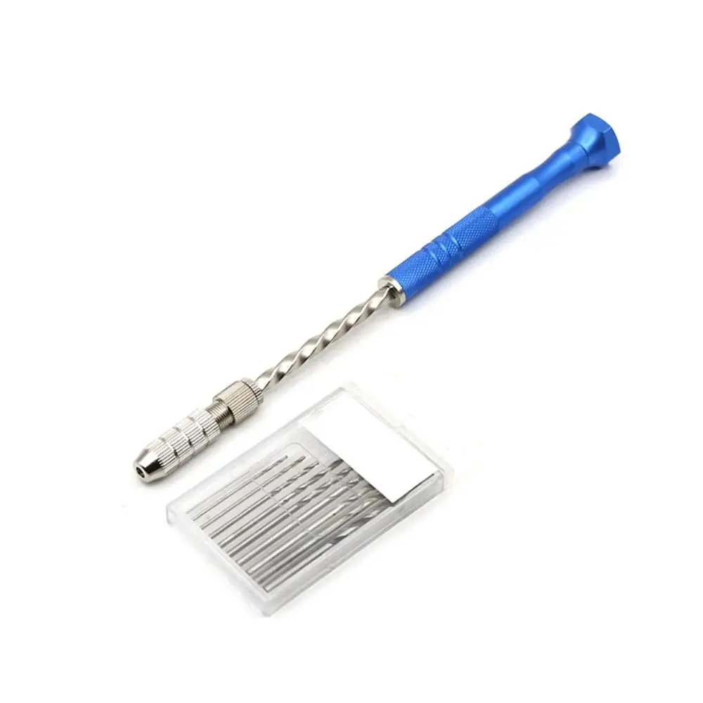 Efficient Semi-automatic Hand Twist Drill Aluminum Alloy Spiral Drilling Tool Plastic Blue Pin Vise Bits