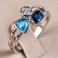 1 Fashionable European And American Irregular three-color Stone Date Ring For Women