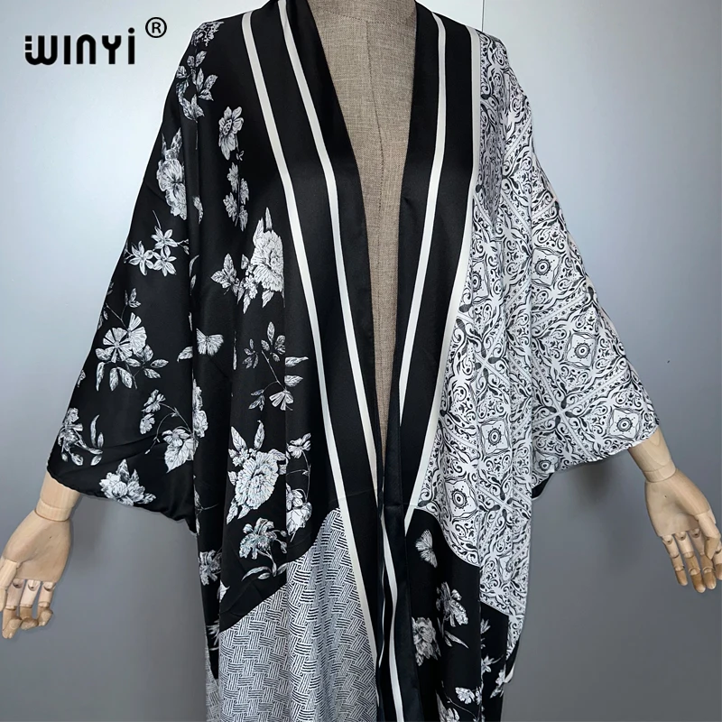 WINYI-Kimono bohemio maxi cárdigan, trajes de playa para mujer, vestido de noche para cubrir, abrigo largo, vestido suelto, ropa de playa de lujo