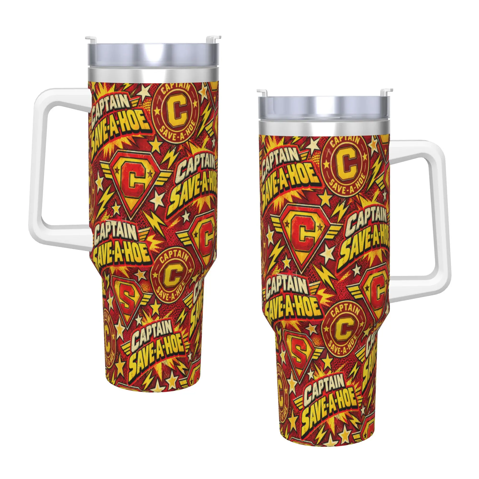 Captain Save a Hoe Stainless Steel Tumbler  Camping Coffee Mug With Straws and Lid Large Mugs Cup Cold Drink Water Bottle