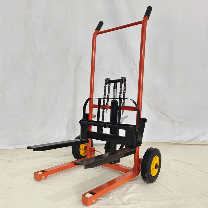 200kg load-bearing forklift, portable manual handling stacker, light and small househol lift truck, hydraulic unloading