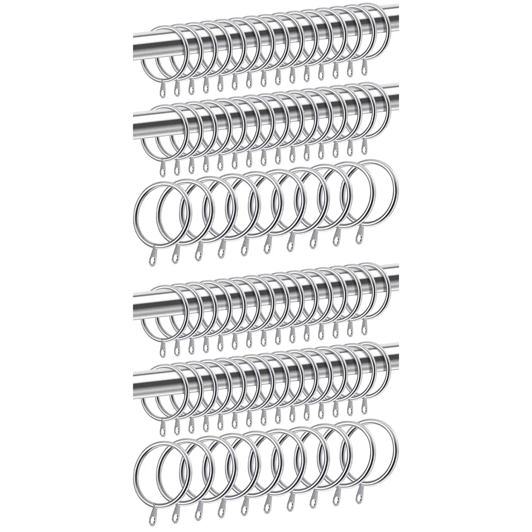 AFOURT-80 Stück Metall-Vorhangringe für Vorhänge und Stangen, hängende, verschiebbare Ösenringe mit 32 mm Innendurchmesser (Silber) – Detail 3