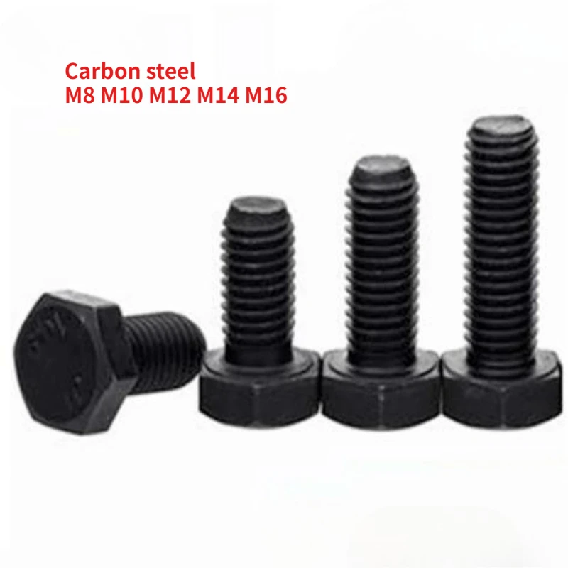 5-30pcs GB5783 10.9 Grade Black Steel Full Thread External Hex Outside Hexagon Head Standard Teeth Screw Bolt M8 M10 M12 M14 M16