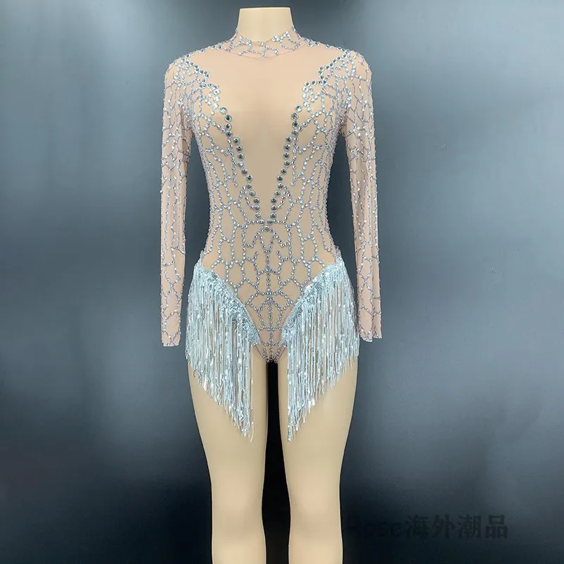 Sexy Gogo Dancer Bodysuit Nightclub Bar Pole Dance Performance Costume Carnival Festival Party Show Rave Wear Jumpsuit