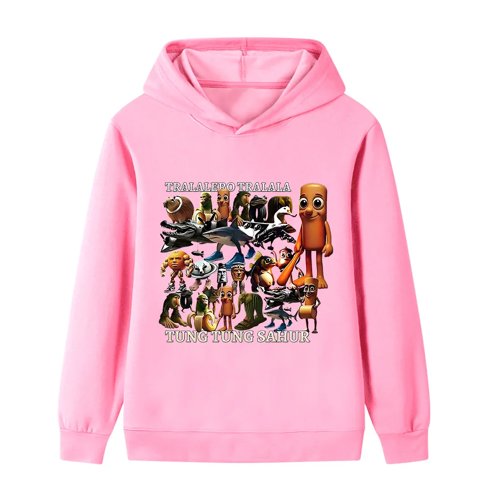 أطفال الإيطالية Brainrot الحيوانات متعة مطبوعة البلوز هوديي الخريف والشتاء في الهواء الطلق أزياء دافئة بنين بنات مقنعين البلوز