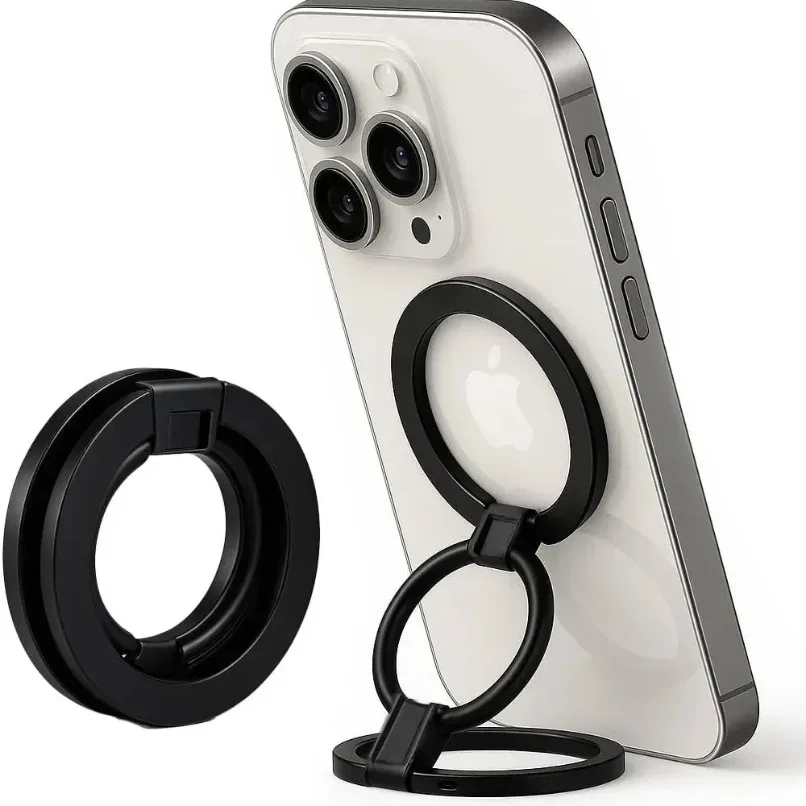 Foldable Magnetic Phone Ring Holder Stand 360 Rotation For iPhone 17 16 15 14 13 Pro Max Back Grip Kickstand Cellphone Bracket