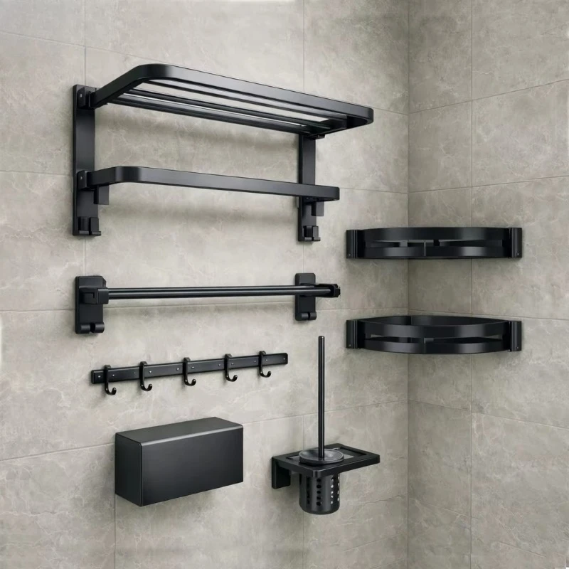 

JC Modern Design 6-piece steel wall-mounted rectangular chrome-plated bathroom accessory set