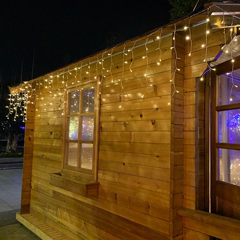 Guirlande solaire d'extérieur, rideau de glaçons LED, guirlande lumineuse féerique pour jardin, fête, Patio, cour, terrasse, décoration