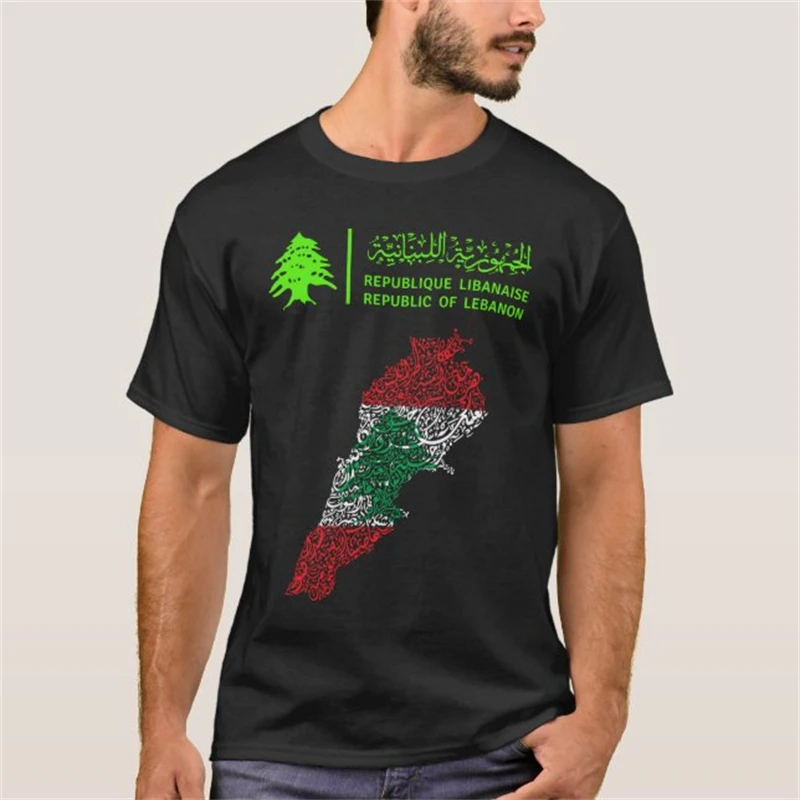 Simple Fashion Lebanon Flag T Shirts For Men Summer Streetwear 3D National Emblem Printed T-Shirt Trend Loose Kids Sports Tops