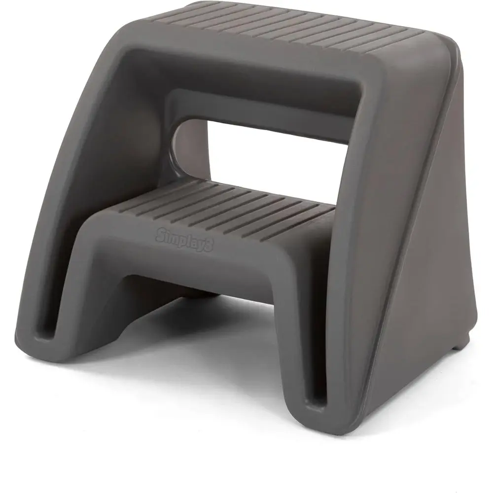 

Handy Home Step Stool Plastic Two-Step Stool Seat - Indoor or Outdoor Use - 15.5" x 19" x 16" - Gray, Made in USA