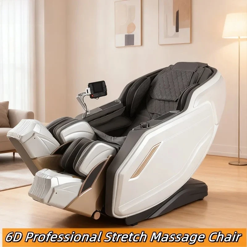 6D Professioneller Massagesessel, elektrischer Ganzkörper-Streckmassagesessel, Zero-Gravity-Liegesessel mit SL-Track, Körperscan, Heizung