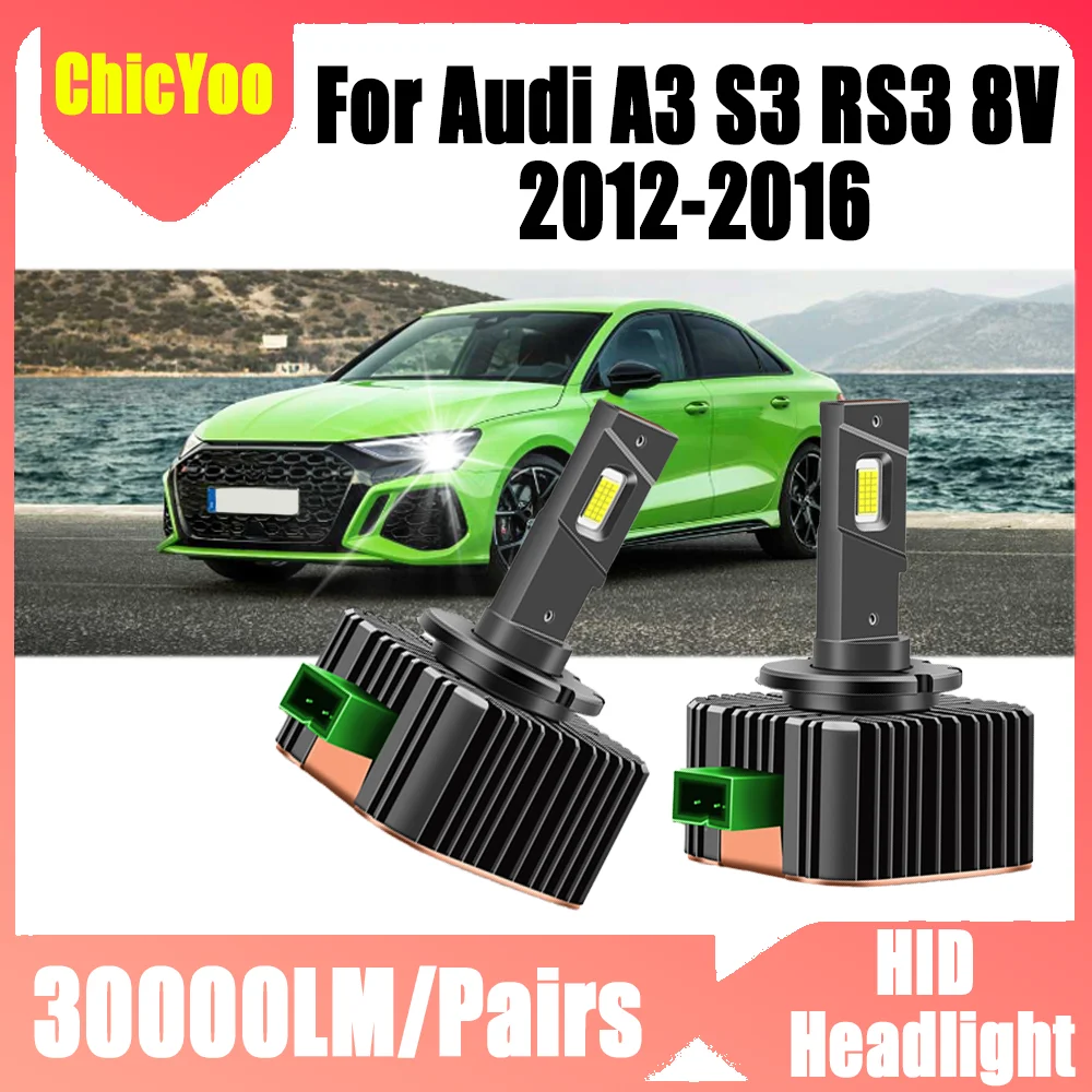 

2PCS HID Xenon Lamps anbus No error Car LED Headlights Bulbs 6000K White 30000LM High Power 12V For Audi A3 S3 RS3 8V 2012-2016
