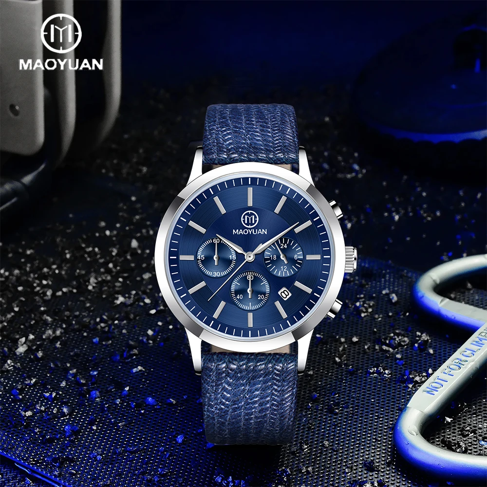MAOYUAN Luxury Men's Watch Quartz Waterproof Date Chronograph Leather Men's Watch Military Sports Men's Watch Reloj