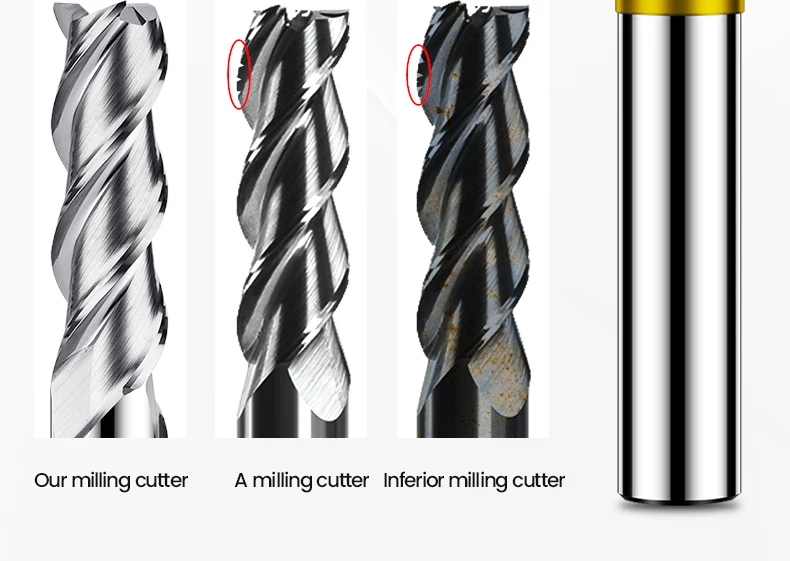 Azzkor TGY-HRC55 3-Flöten-Farbkreis Flach fräser Wolfram stahl karbid für Aluminium fräser CNC Machin Schaft fräser Werkzeuge – Detail 11