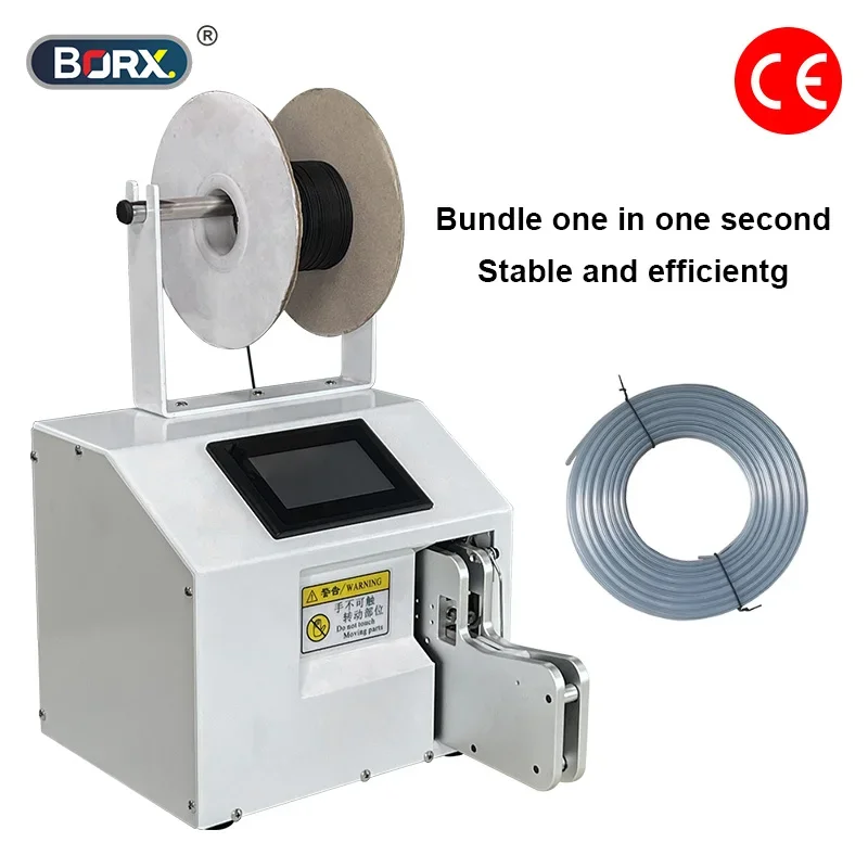 BORX Automatic Wired Tying Machine Touch Screen Semi-automatic Cable Wire Binding Machine With Free Stretch Film Dispenser