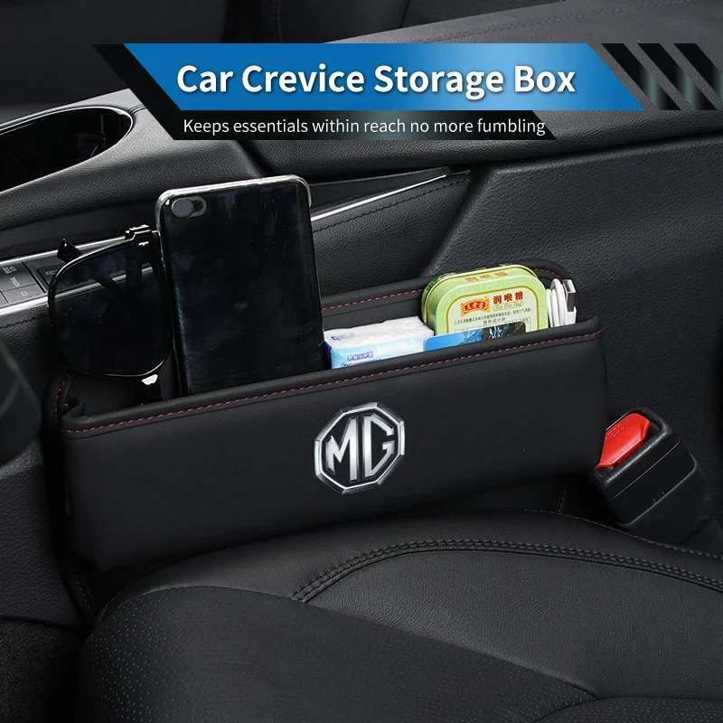 Car Seat Gap Storage Box Side Seam Organizer Anti Leak Pocket For MG ZS HS MG4 MG5 Mulan GT, Leather Crevice Storage Holder Auto 5