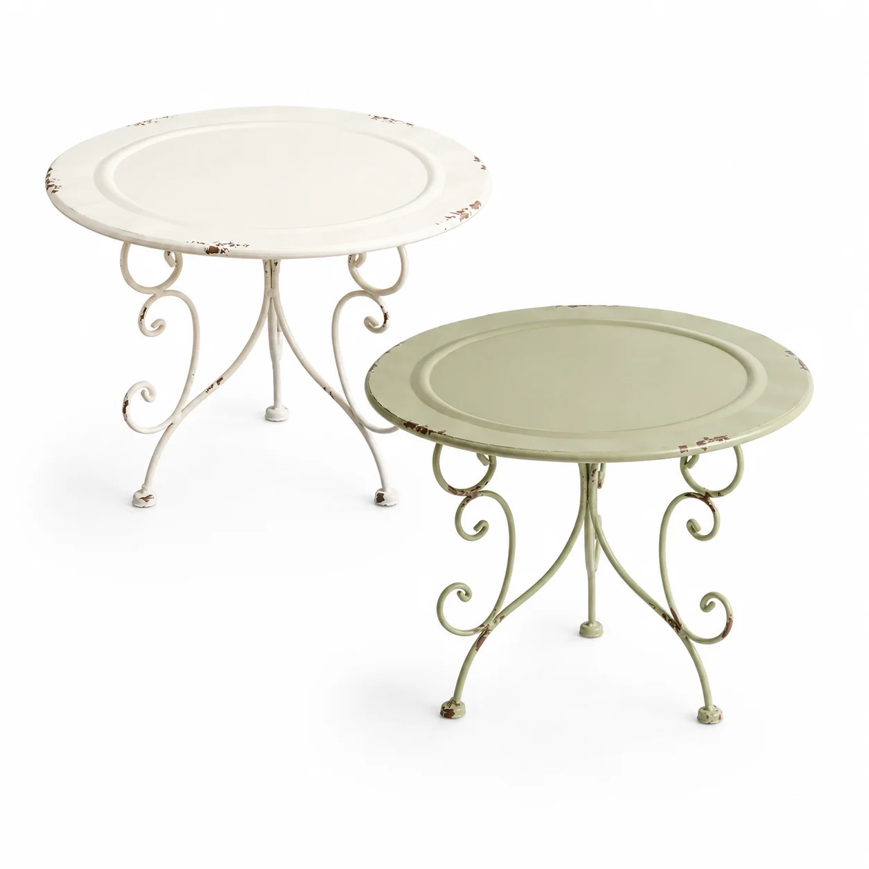 Vintage Metal Accent Stool, French Country Plant Stand, Shabby Chic Iron Side Table, Rustic Garden Display Stand for Home Decor