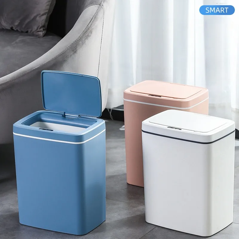 

14L Automatic Sensor Trash Can Smart Bin Electric Touchless Waterproof Bucket Garbage Wastebasket With Lid Bathroom Trash Can