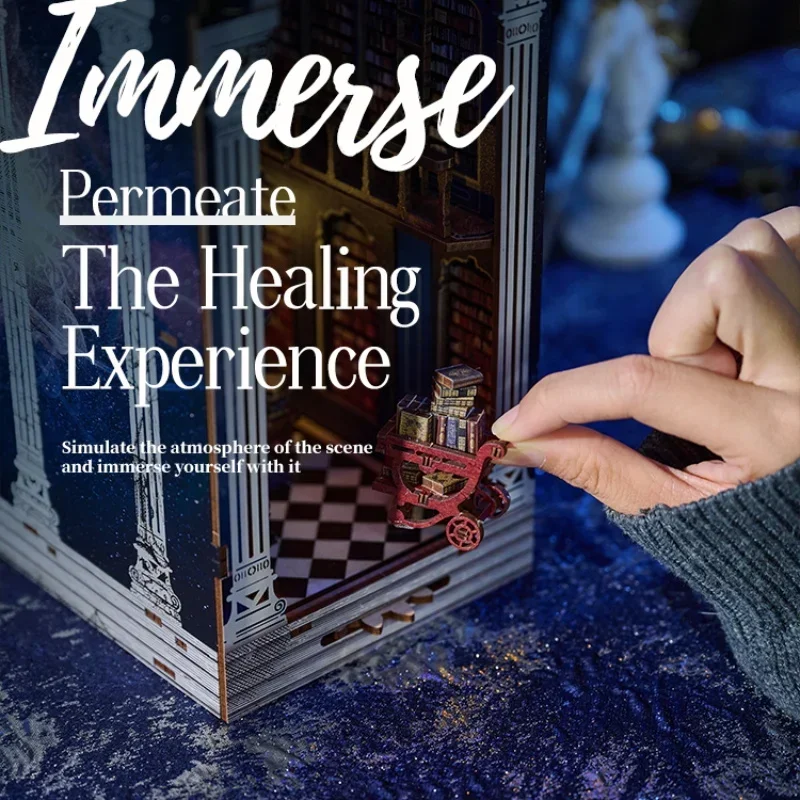 

The Secret Scroll Of The Galaxy Miniature Model Kits Bookshelf NEW DIY Wooden Book Nook Shelf Insert Bookend for Friends Gifts