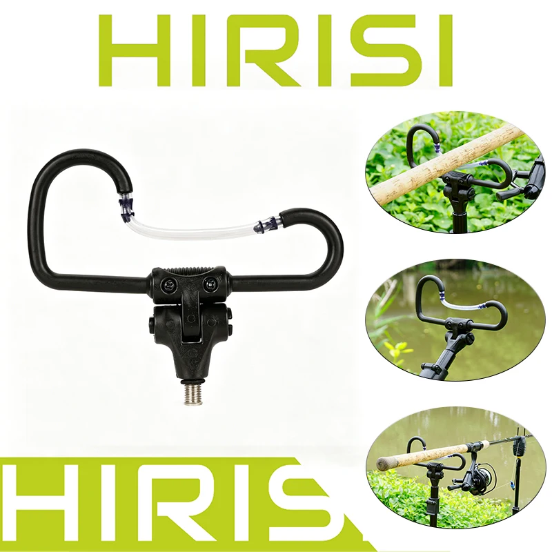 HIRISI 360° Adjustable U-Shaped Carp Fishing Rod Rest with Flexible Anti-Collision Tube 3/8 Thread Fishing Bank Stick