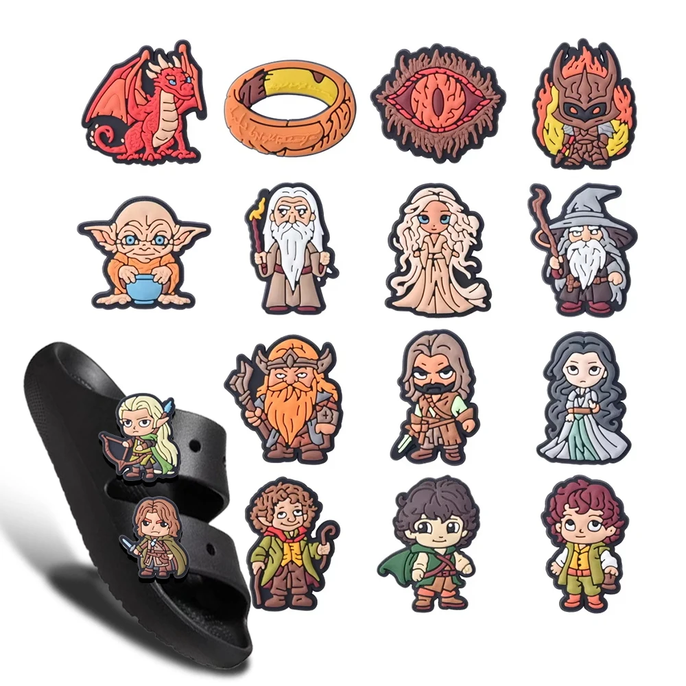 

1-16pcs Ring Movie Shoe Charms Decoration for Kids Boys Girls Women Men PVC Wristband Sandals Clog Accessories Party X-mas Favor