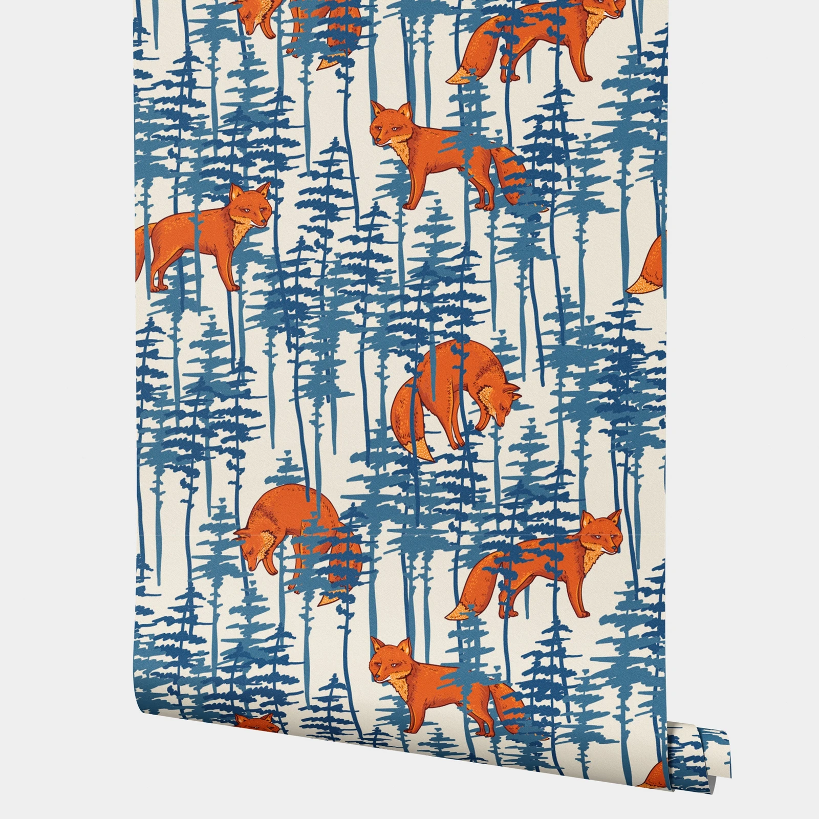 Forest Fox Children's Room Wallpaper,Whimsical Self-adhesive Wallpaper Roll, Magic Mural Paper Design,Decoration Bedroom,50*300