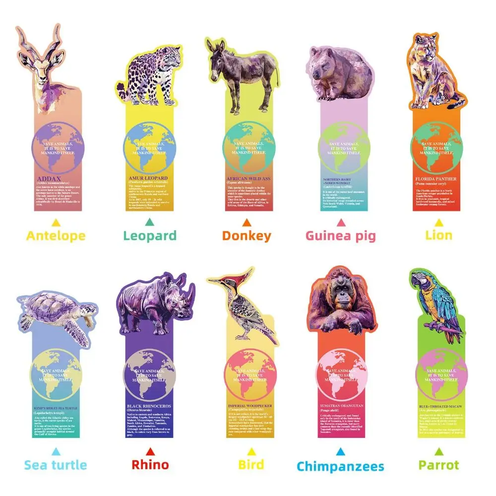 20PCS Funny Laser Floral Bookmark Paper Cute Shaped Animal Book Marker Personalized Reading Reading Page Holder Book Lovers