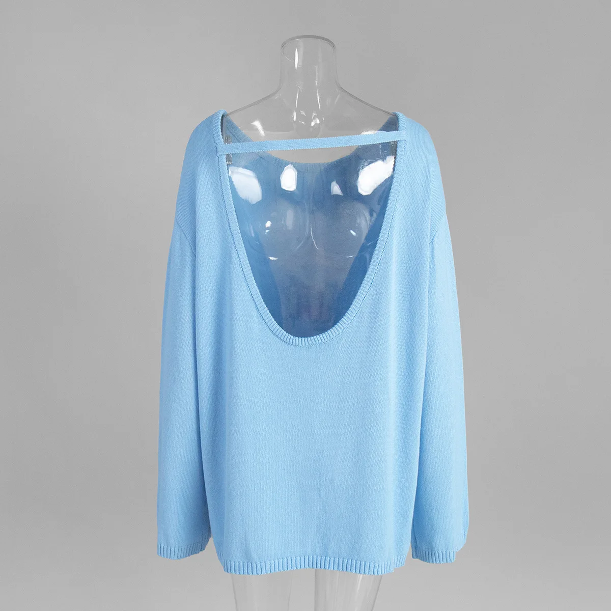 Tuularose mulheres blusas casuais moda solta sexy sem costas malha pulôver topo sólido streetwear commuter malhas feminino outwear