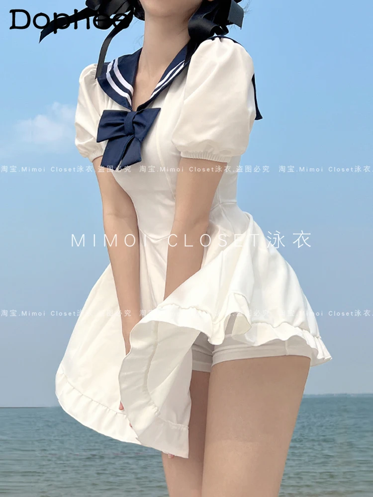 Swimming Suit for Women Japanese Cute Sailor Suit 2024 Summer New Style White Navy Dress JK Swimsuit Hot Spring Bathing Suit