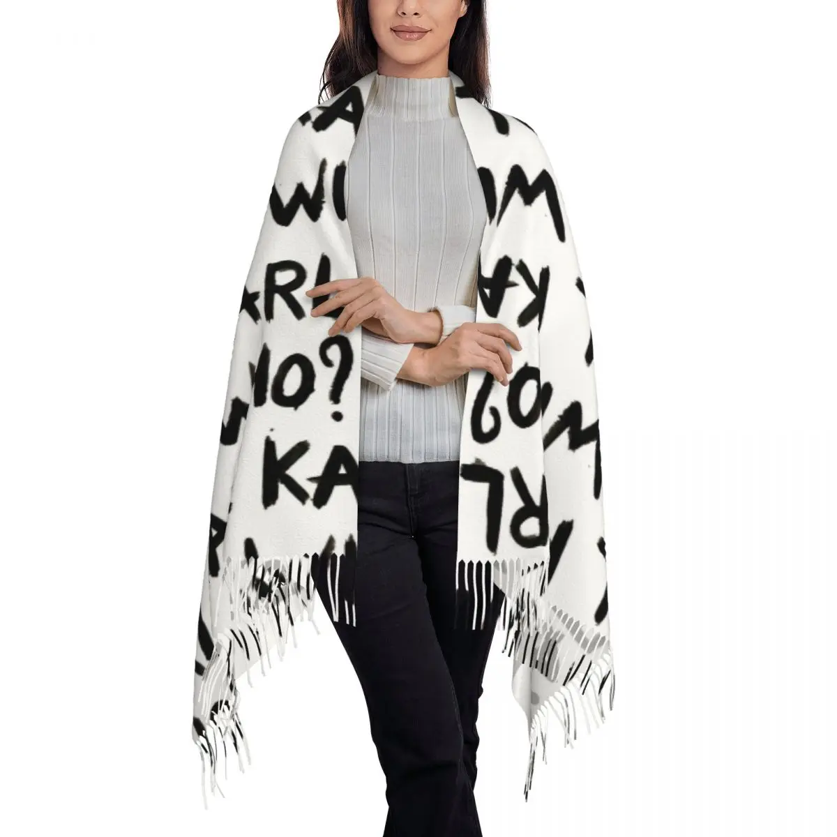 K-Karl Who Scarf Tassel Scarves Women Soft Warm Shawls and Wraps Long Fall Winter Shawl Wrap