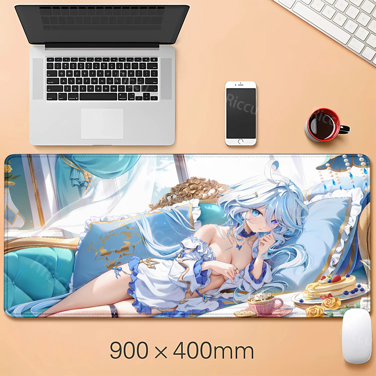 game Genshin Impact Focalors Furina teclado mousepad Large Gaming mouse pad LockEdge Thickened Computer Keyboard Table Desk Mat