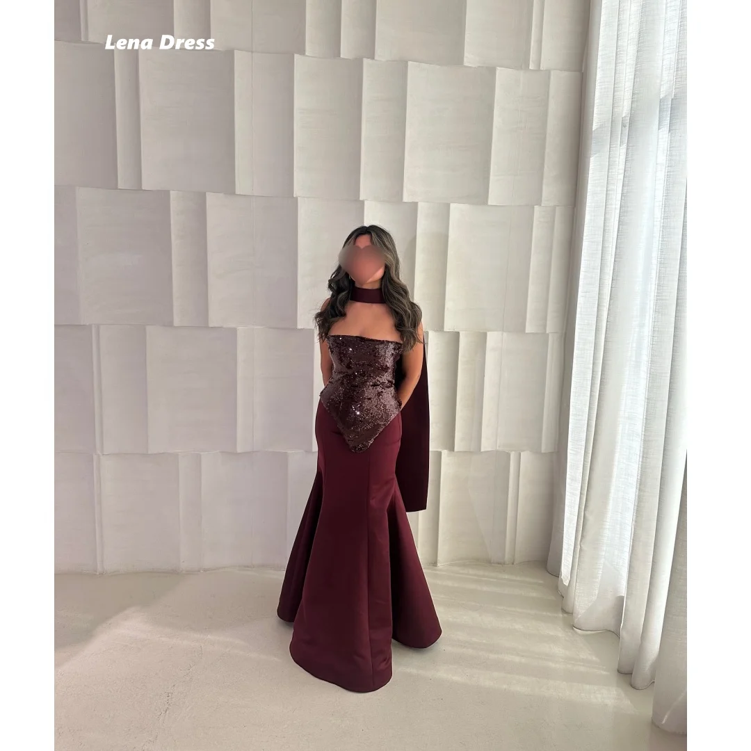 

Lena Shawl Evening Luxury Dress 2025 Shiny Elegant Party Dresses 2025 Customized Burgundy Fish Tail Prom Gown Robe Soiree Women