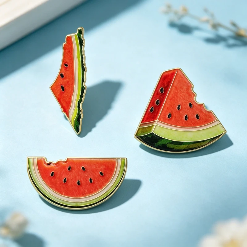 Creative Cartoon Watermelon Brooch Cute Fruit Enamel Pin Badge Zinc Alloy DIY Clothes Bags Hat Scarf T-shirt Jeans Decor Unisex