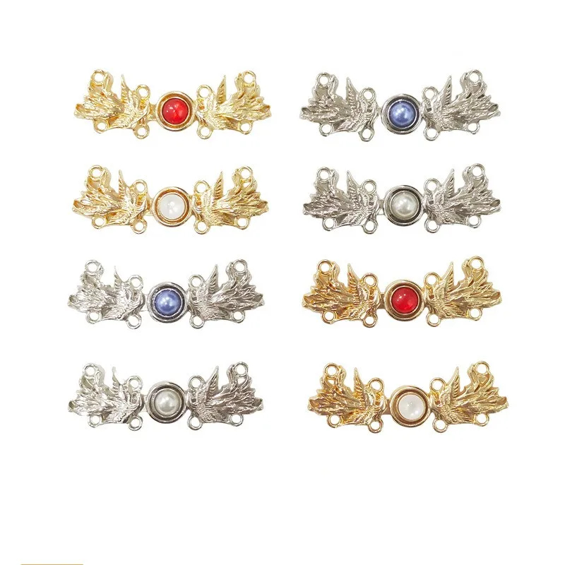 10pcs Metal Frog Clasp Interlocking Chinese Knot Buttons for Qipao, Hanfu,Tang Suit Vintage Clothing Decorative Accessories