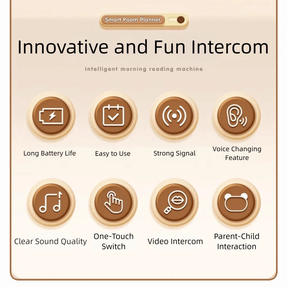 Tela HD Intercomunicador de vídeo infantil de longo alcance 4 efeitos de voz Intercomunicador sem fio Operação simples com cordões