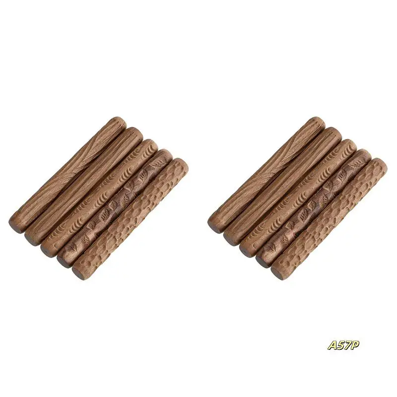 10 Pcs Pottery Tools Wood Hand Rollers,For Clay Stamp Pattern/Roller Pattern, Tools,Arcilla Polimerica Dab Tool