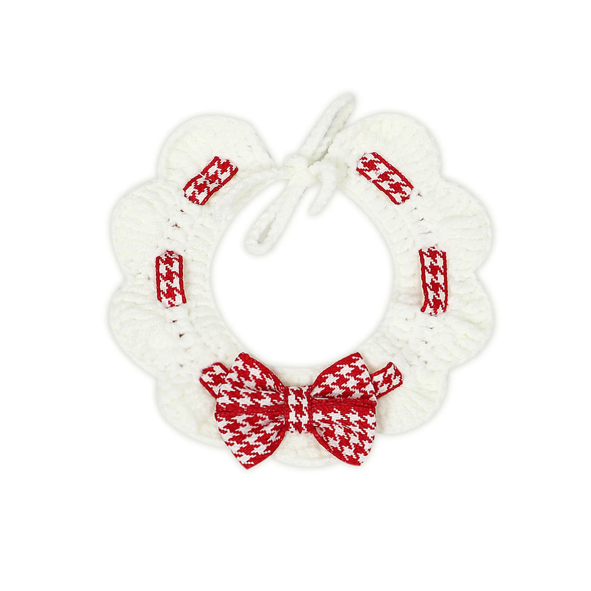 Red and Black Checkered Houndstooth Pet Collar Bib Water Towel Knitted Collar Decoration Used for Small Pets Bow Tie Accessories