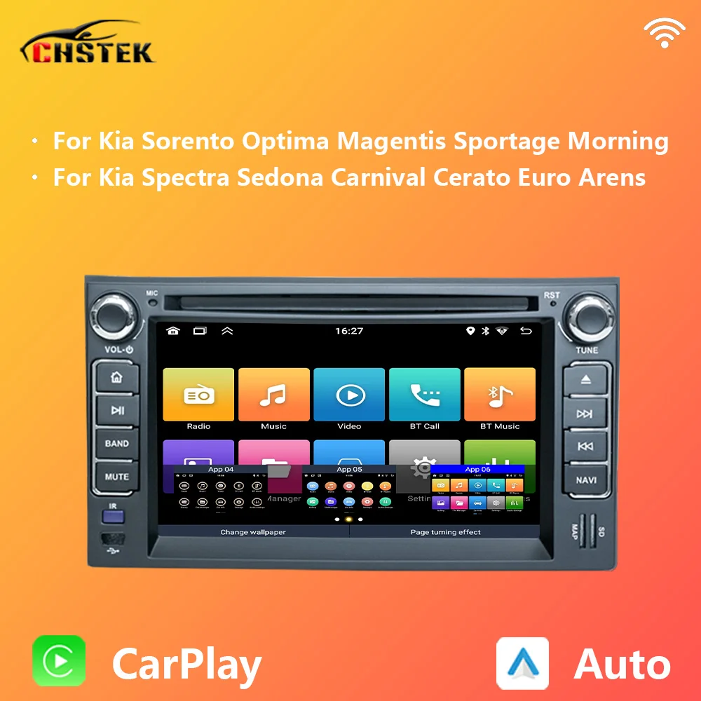 

CHSTEK Car Raido Carplay For Kia Ceed Morning Optima Cerato Sedona Spectra Arens Picanto GPS WIFI Bluetooth Android Auto Stereo