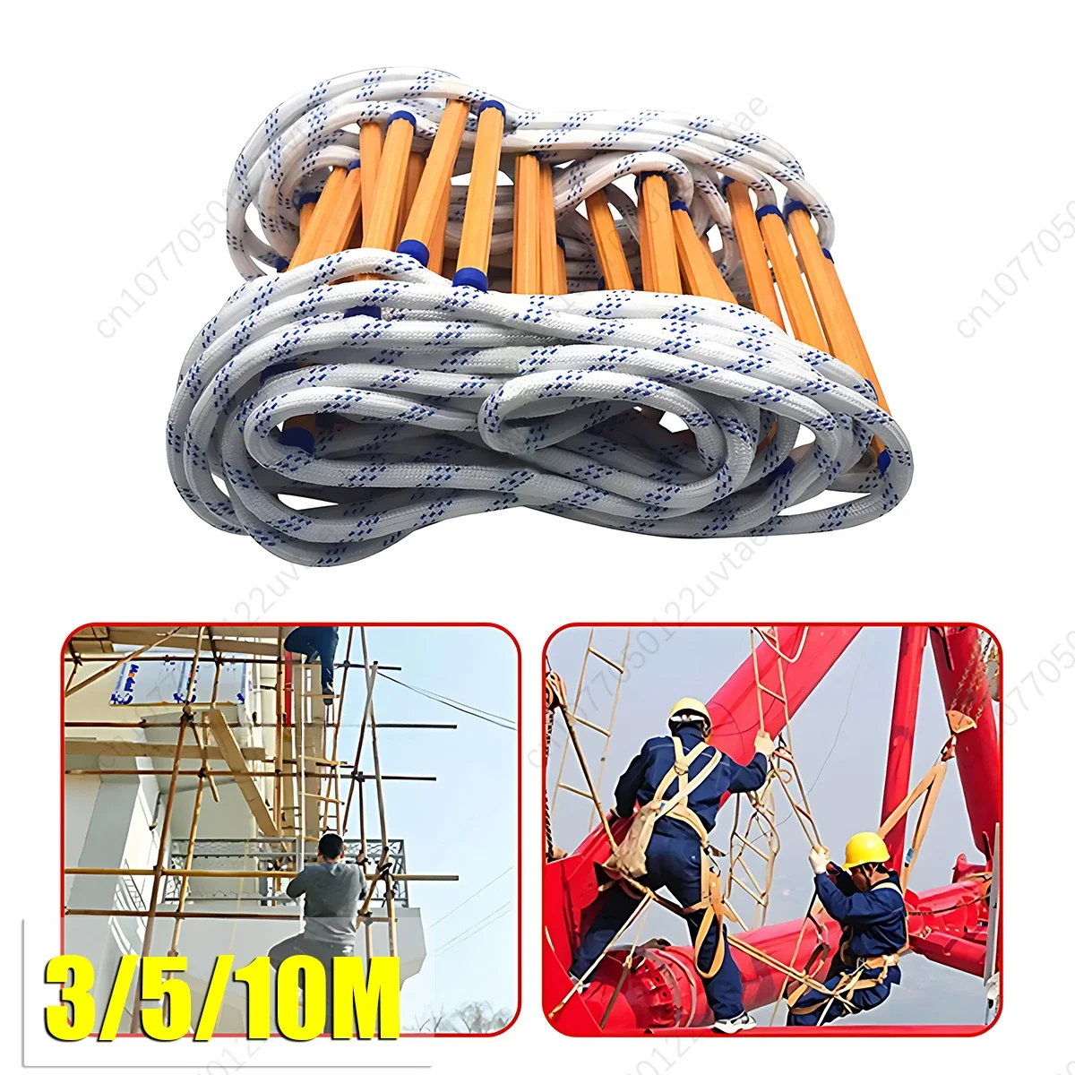 3/5/10M Resin Soft LadderEscape LadderHigh Load-bearing Aerial Work Rope LadderEscape Life-saving Resin Insulated Soft Ladder