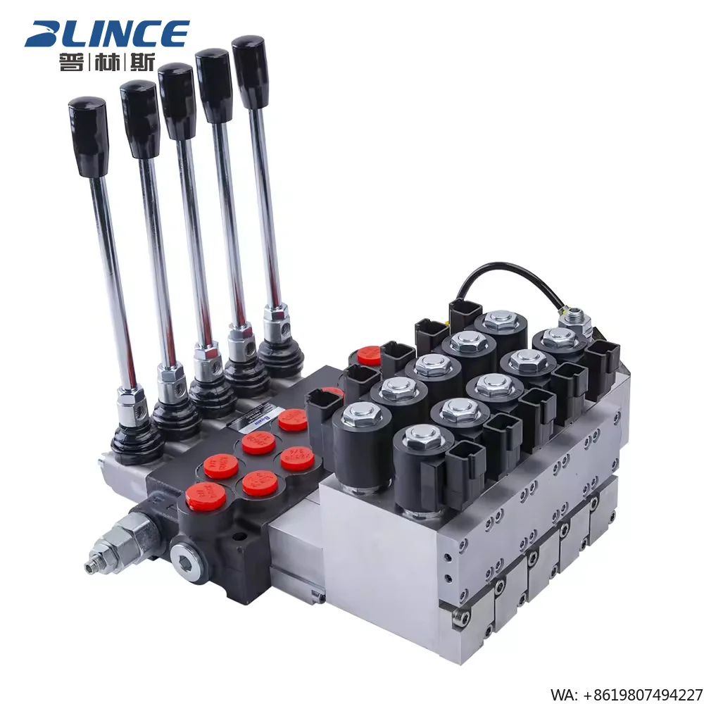 5P40 Hydraulic Control 4 5 6 7 Functions Way Joystick Switch Valve 24vdc 12v Solenoid Hydraulic Valve Controller with Remote