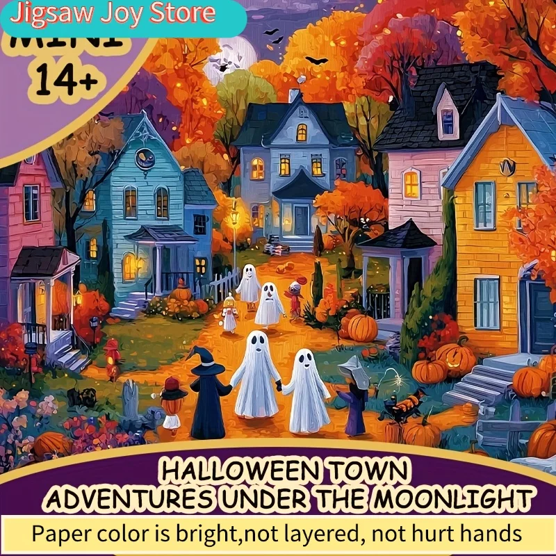 

Пазл «Приключения в Хэллоуинской деревне» для взрослых — волшебная разноцветная мозаика 38x26 см (15x10 дюймов) с загадочными сценами из деревни, пер.