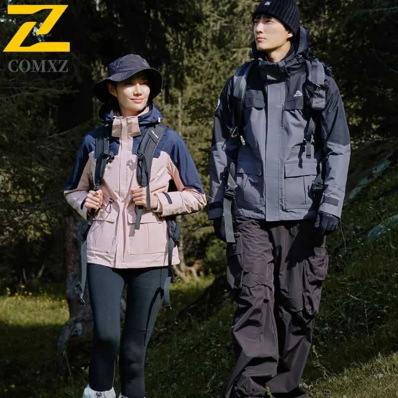 

COMXZ Мужская уличная горная куртка водонепроницаемая ветрозащитная со съемным капюшоном дышащая походная тактическая куртка из софтшелла